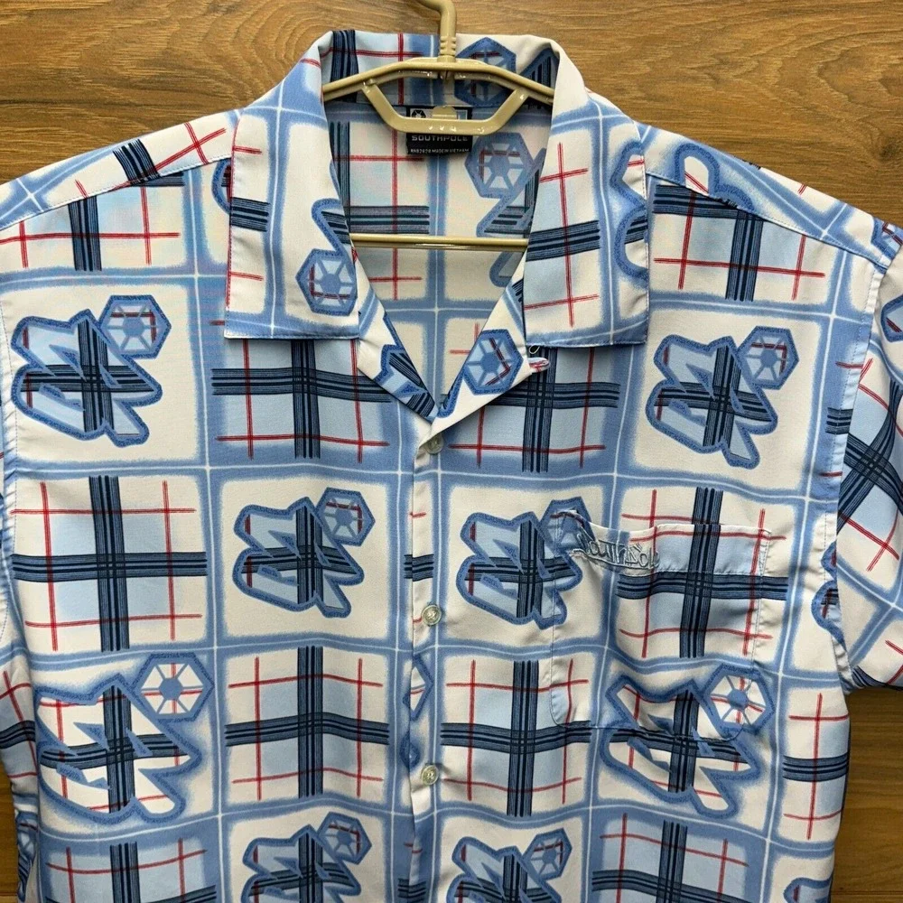 Vintage Southpole Shirt Men's Large Multicolor Printed Short‎ Sleeve Button-Up